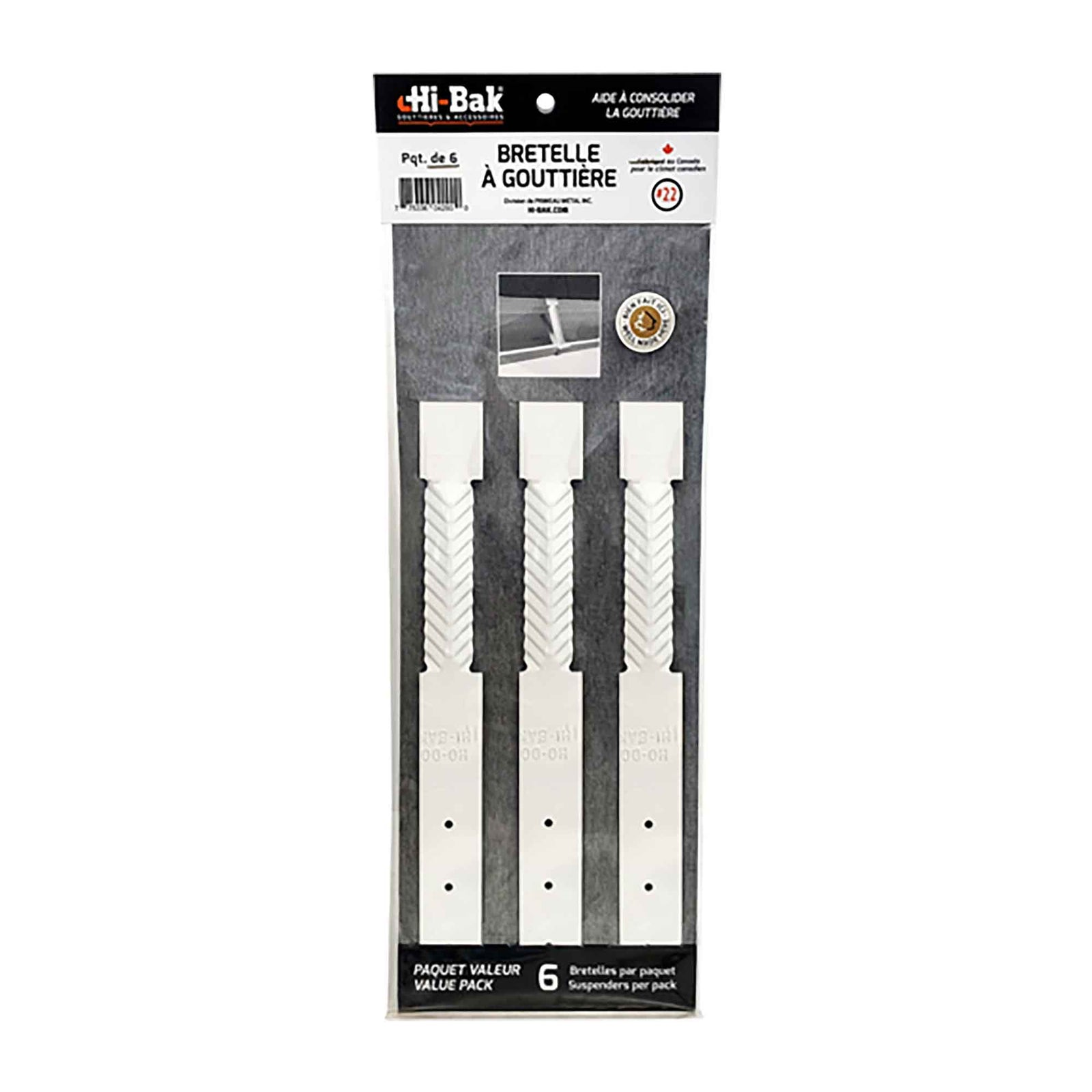 Bretelle à gouttière, blanc (6 unités)