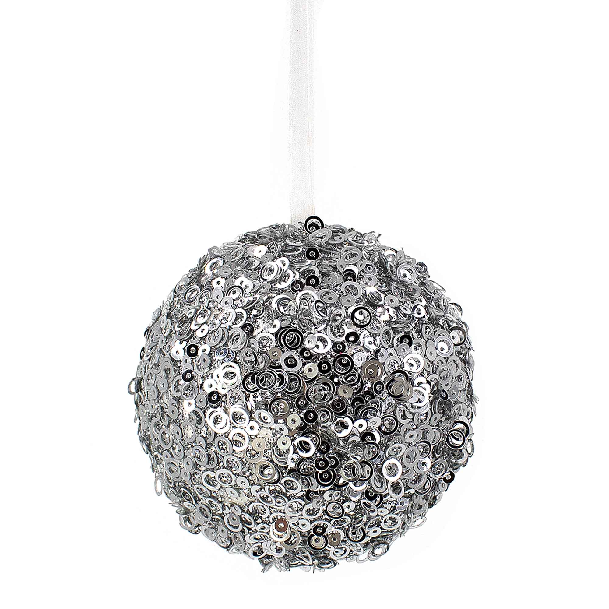 Boule à paillettes de couleur argent, 4''