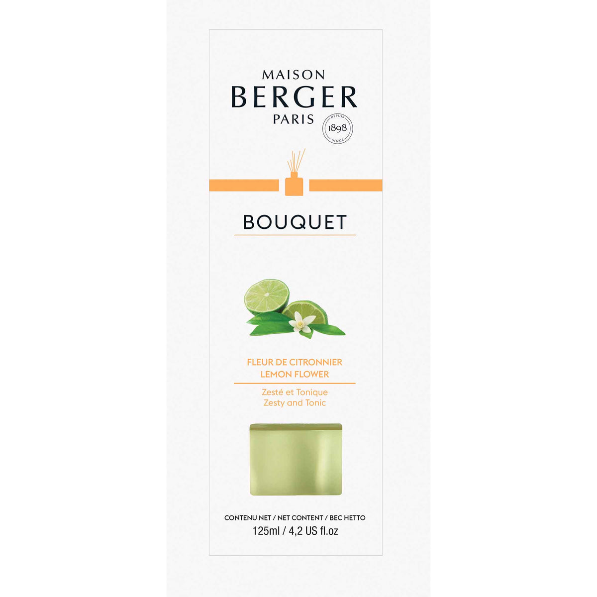 Diffuseur à bâtonnets cubique de 125 ml, fleur de citronnier