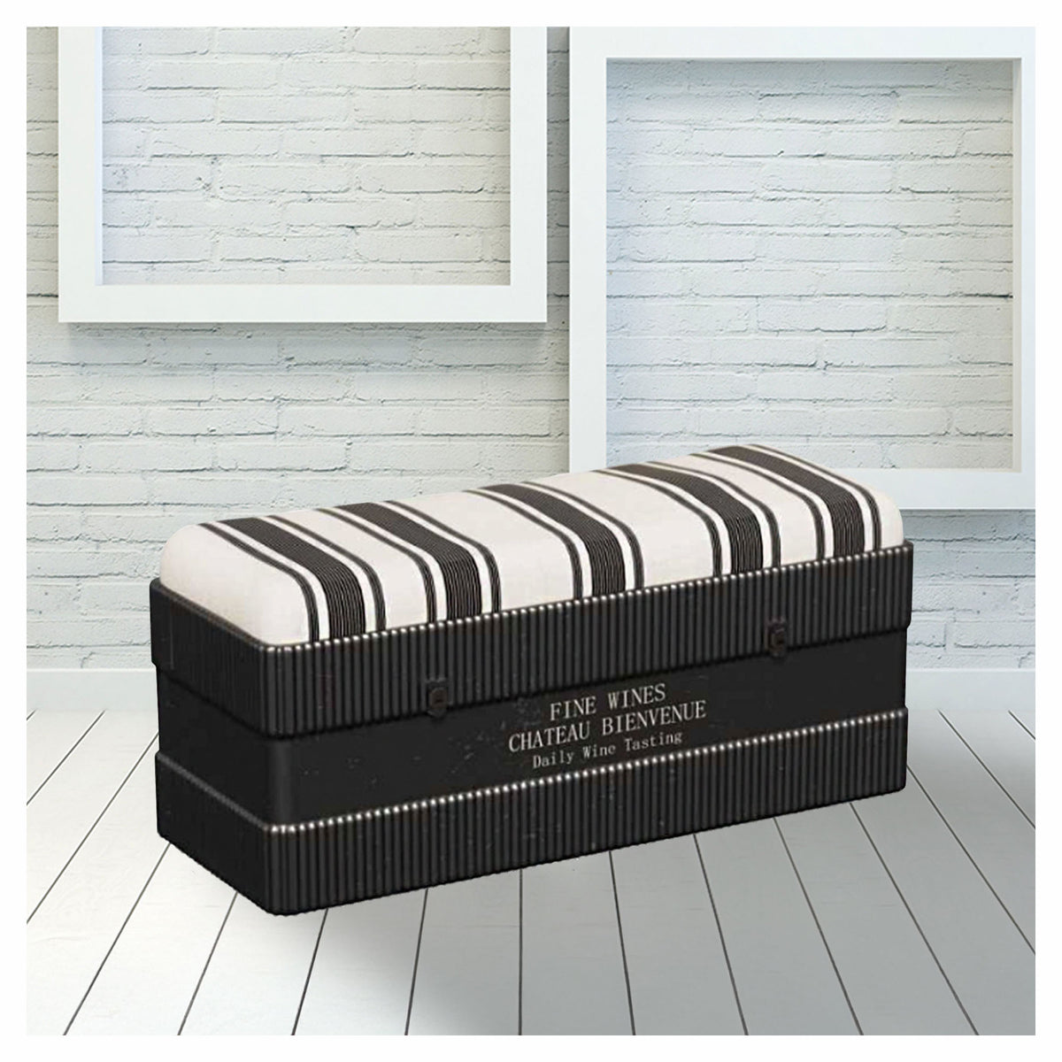 Banc rembourré avec rangement, 41" x 16" x 19"