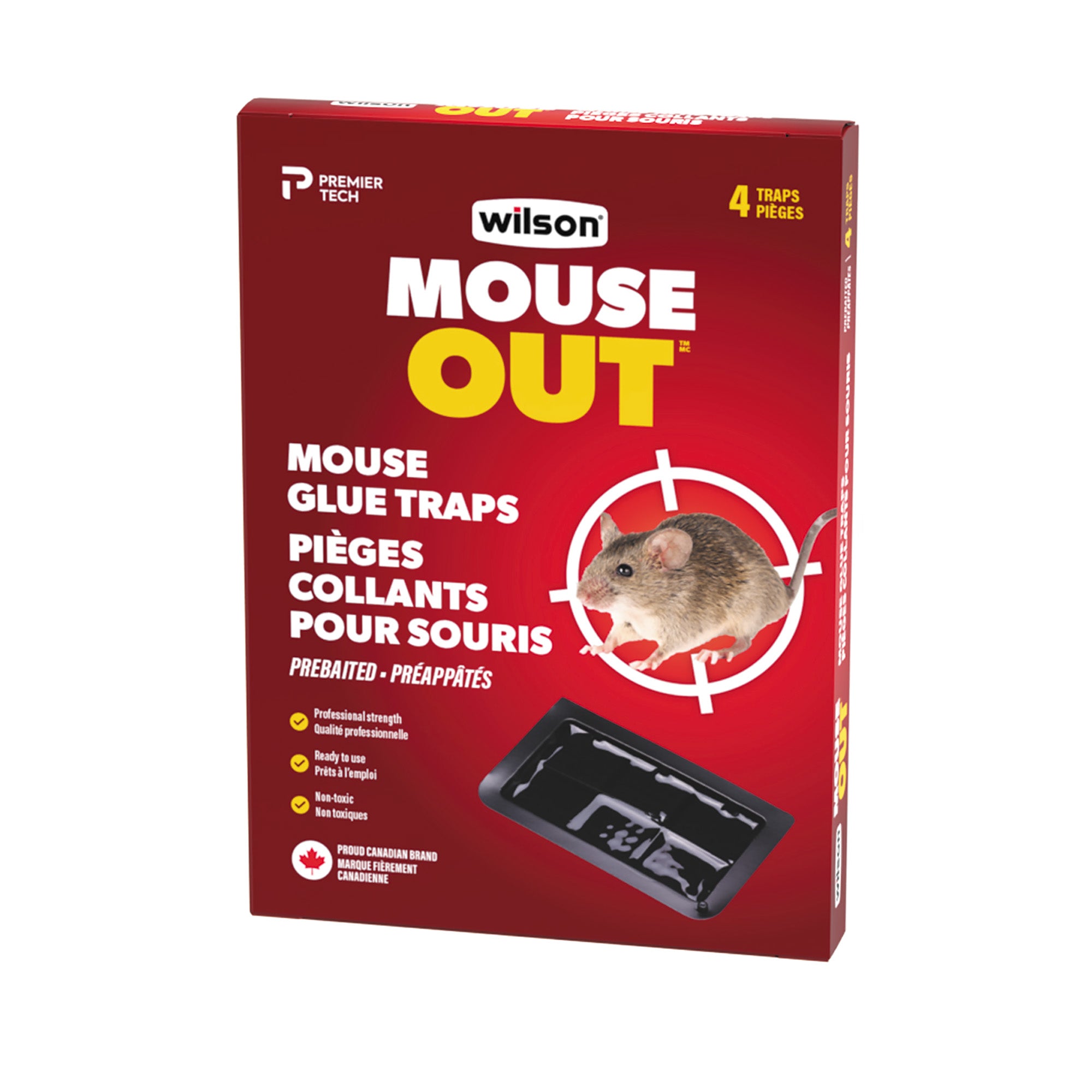 Pièges collants préappâtés pour souris MOUSSE OUT, paquet de 4