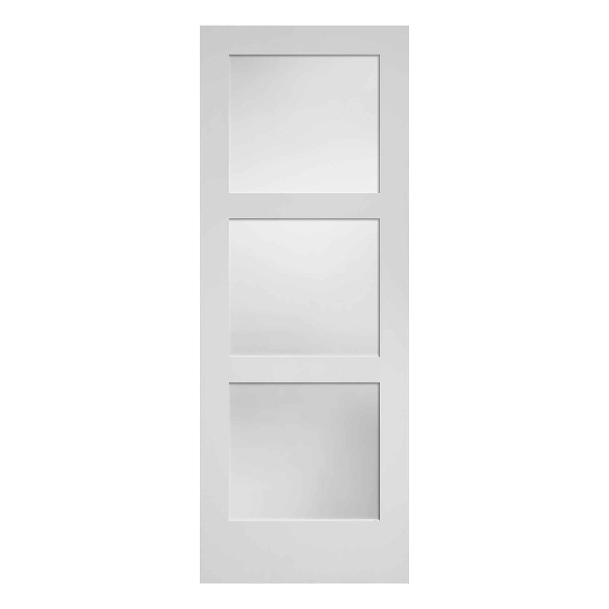 Porte Française de style Shaker à 3 verres laminés avec apprêt blanc, 24&#39;&#39; x 80&#39;&#39; 