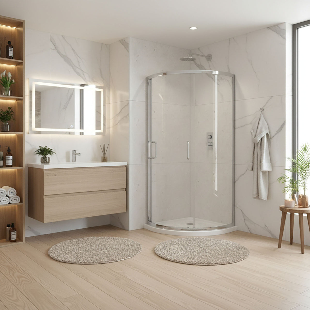 Kit de douche en coin Athabasca au fini chrome, 34'' x 34'' x 73''