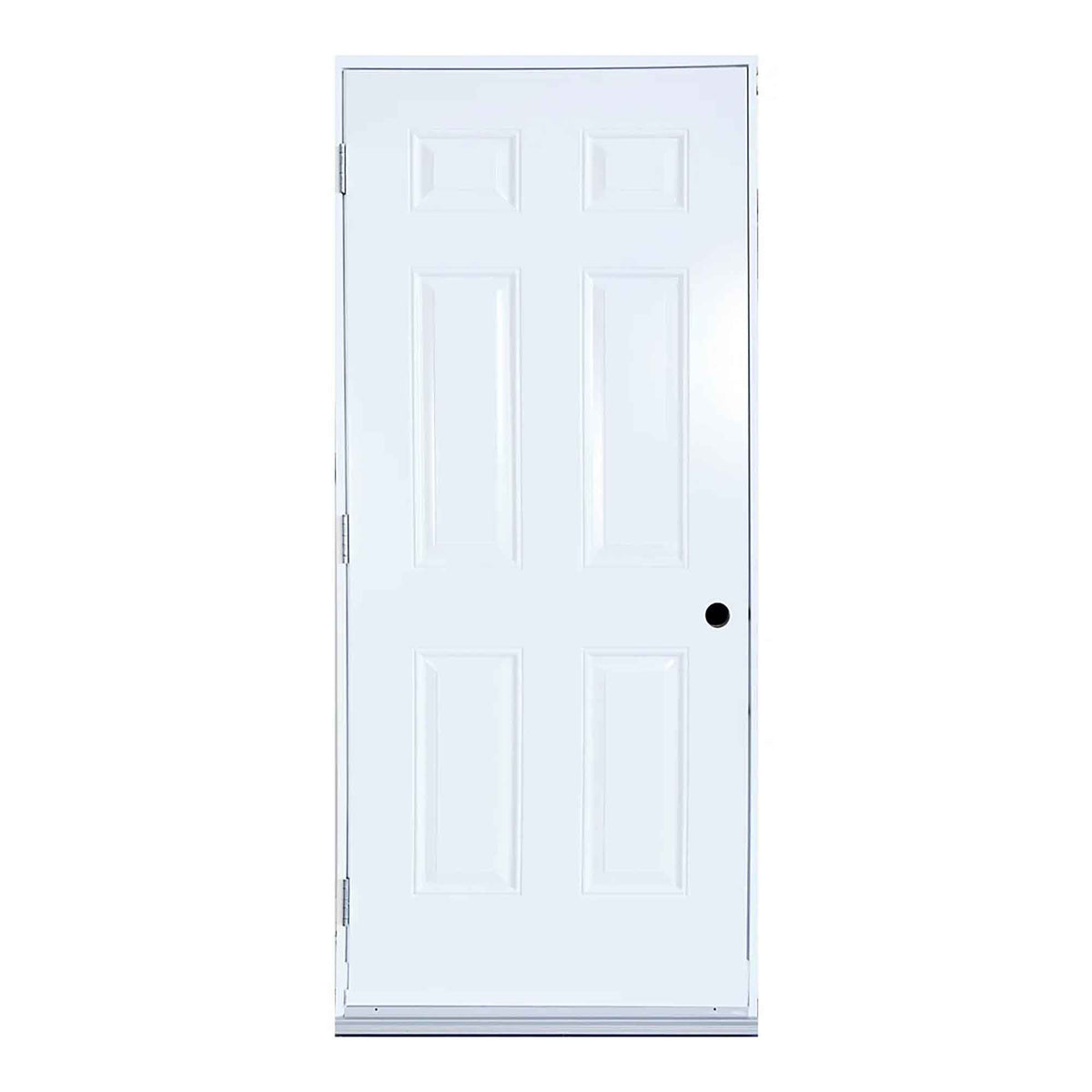 Porte d&#39;acier pour cabanon avec cadrage de 36&quot; x 1-1/4&quot; x 4-5/8&quot;, ouverture à gauche vers l’extérieur (blanc)