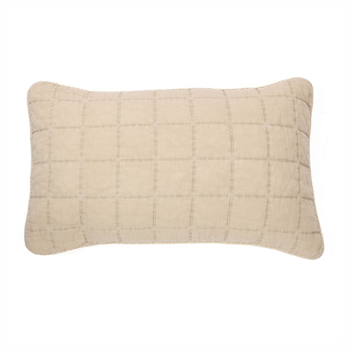 Couvre-oreiller Sweet avec piquage à carreaux, naturel (queen)