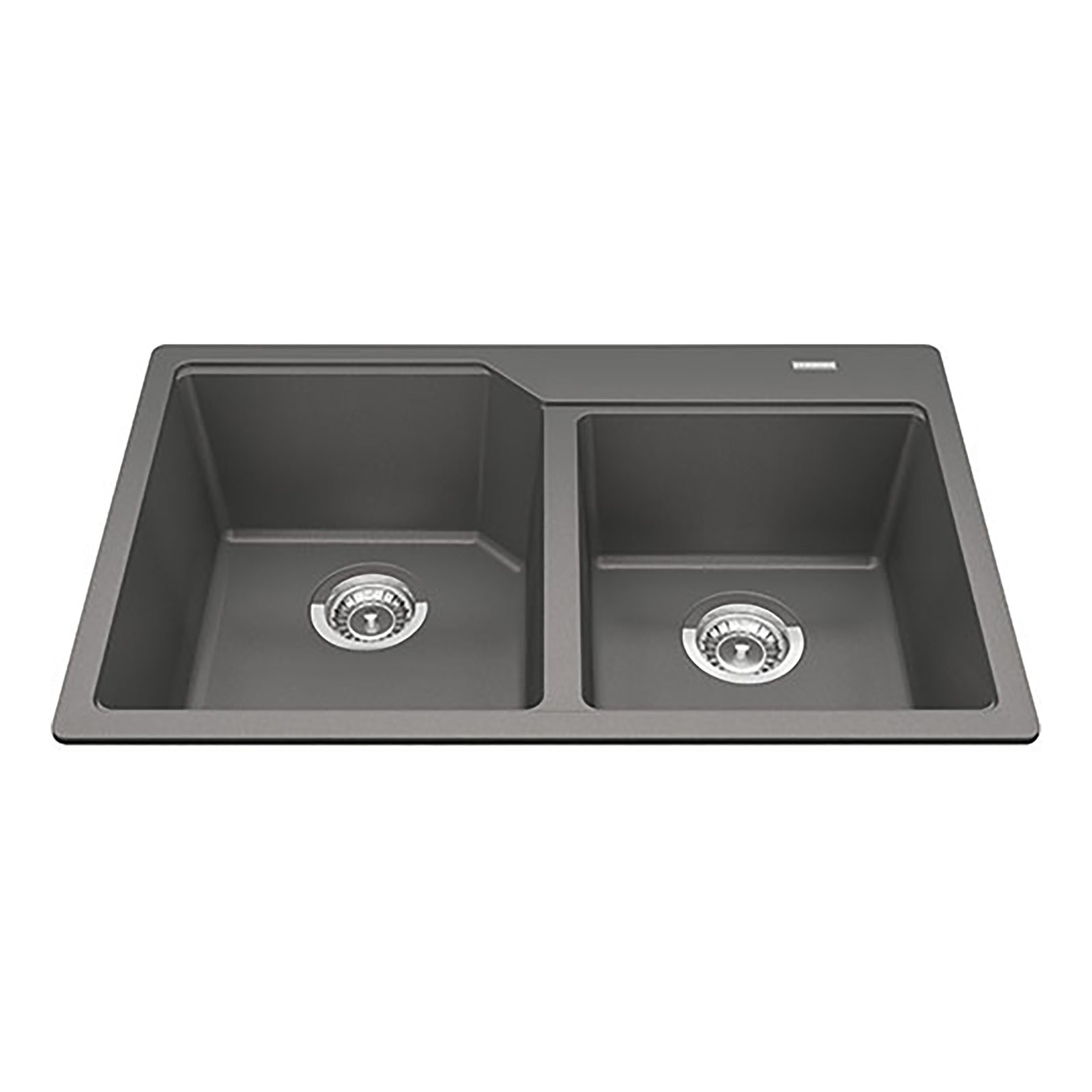 Évier de granite double à montage sur plan de couleur gris pierre, 30-11/16'' x 19-11/16''