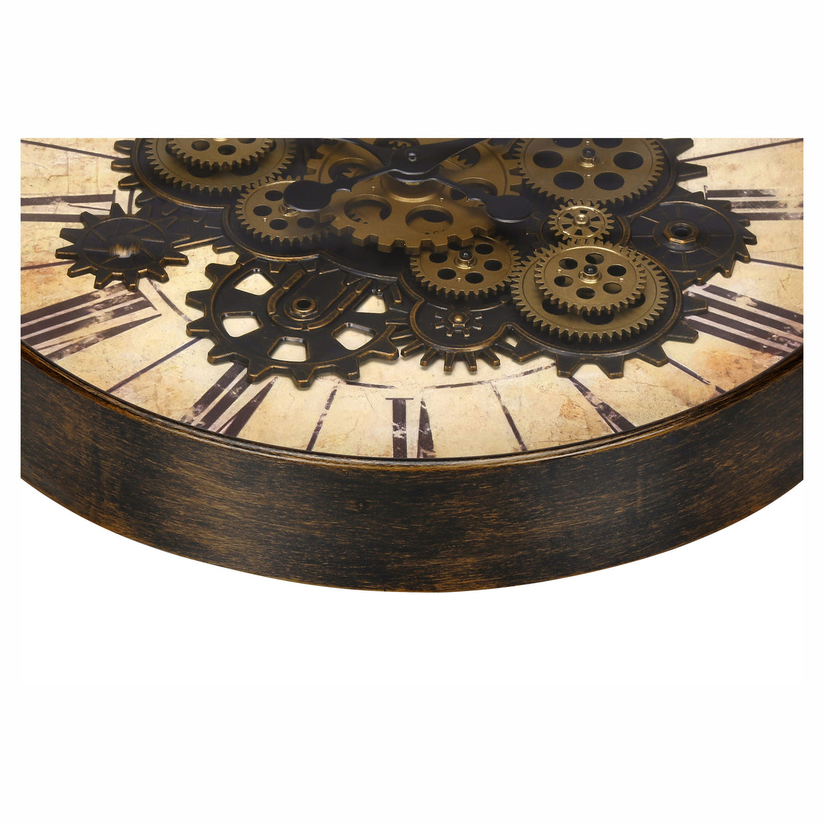 Horloge murale ronde avec mécanisme à engrenages, 20" (brun)