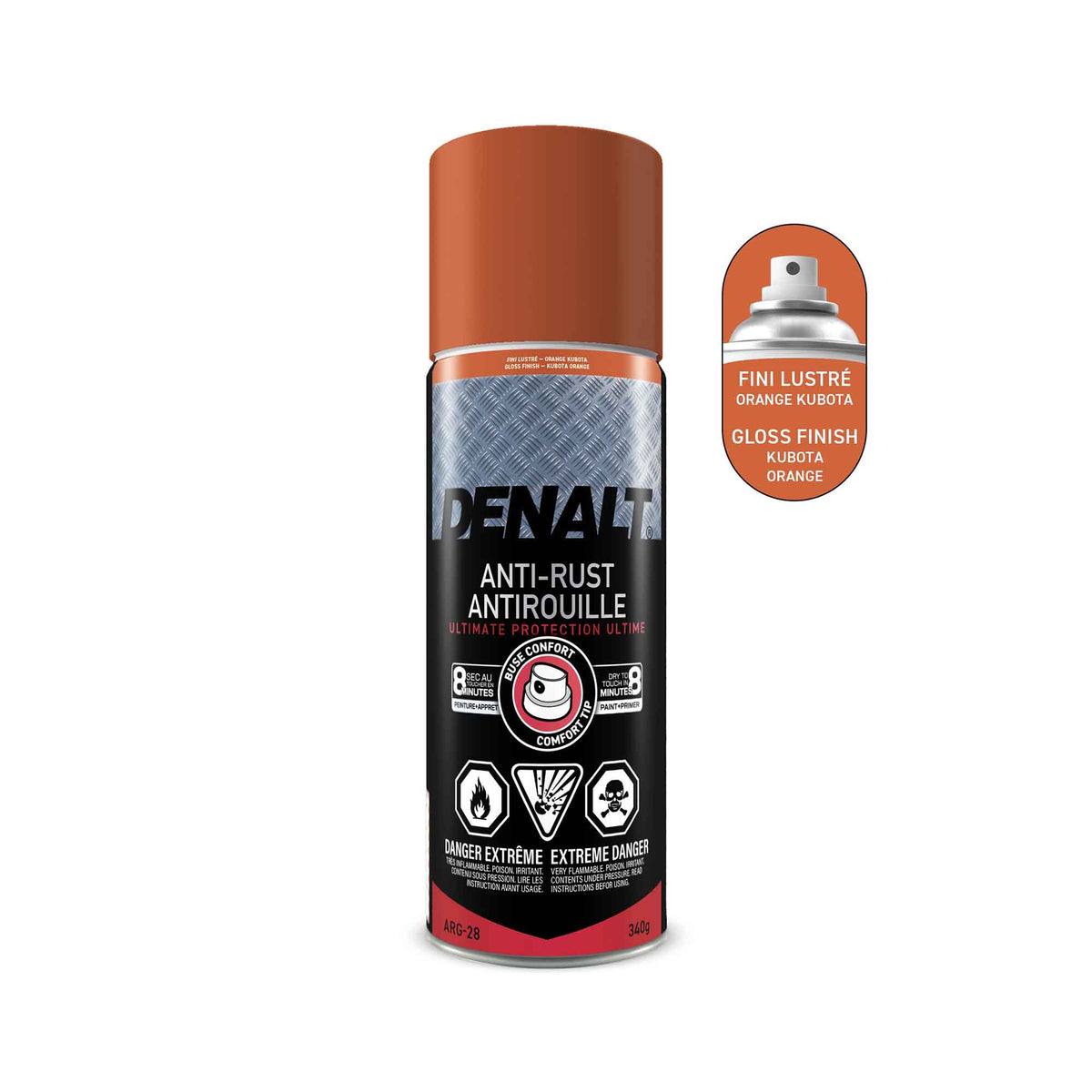 Peinture antirouille en aérosol à protection ultime lustré orange Kubota, 340 g