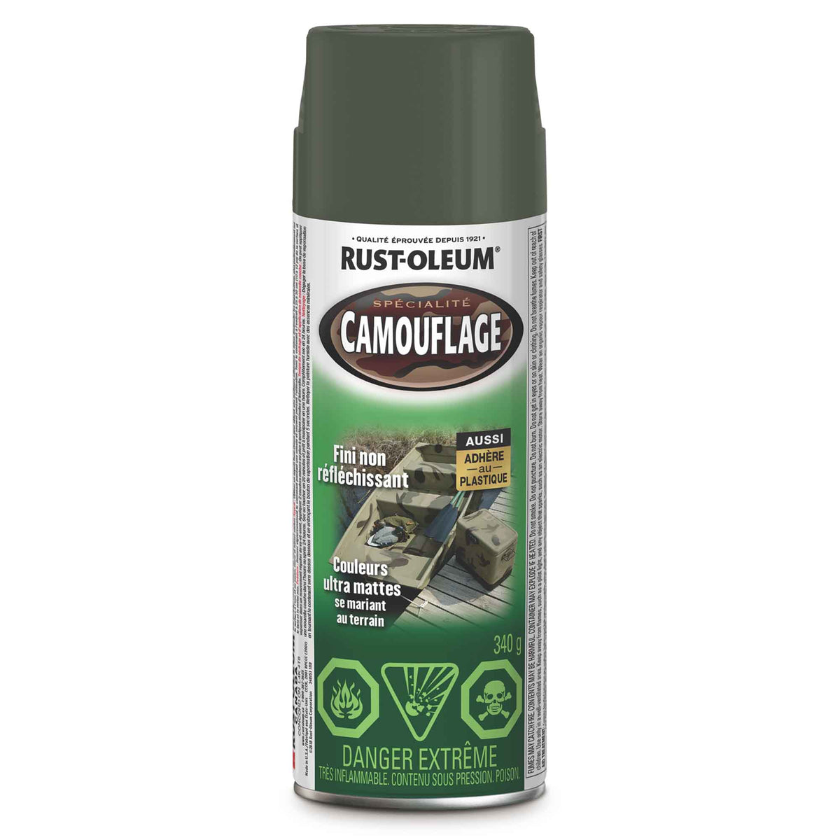 Peinture en aérosol Spécialité Camouflage vert armé ultra mat, 340 g