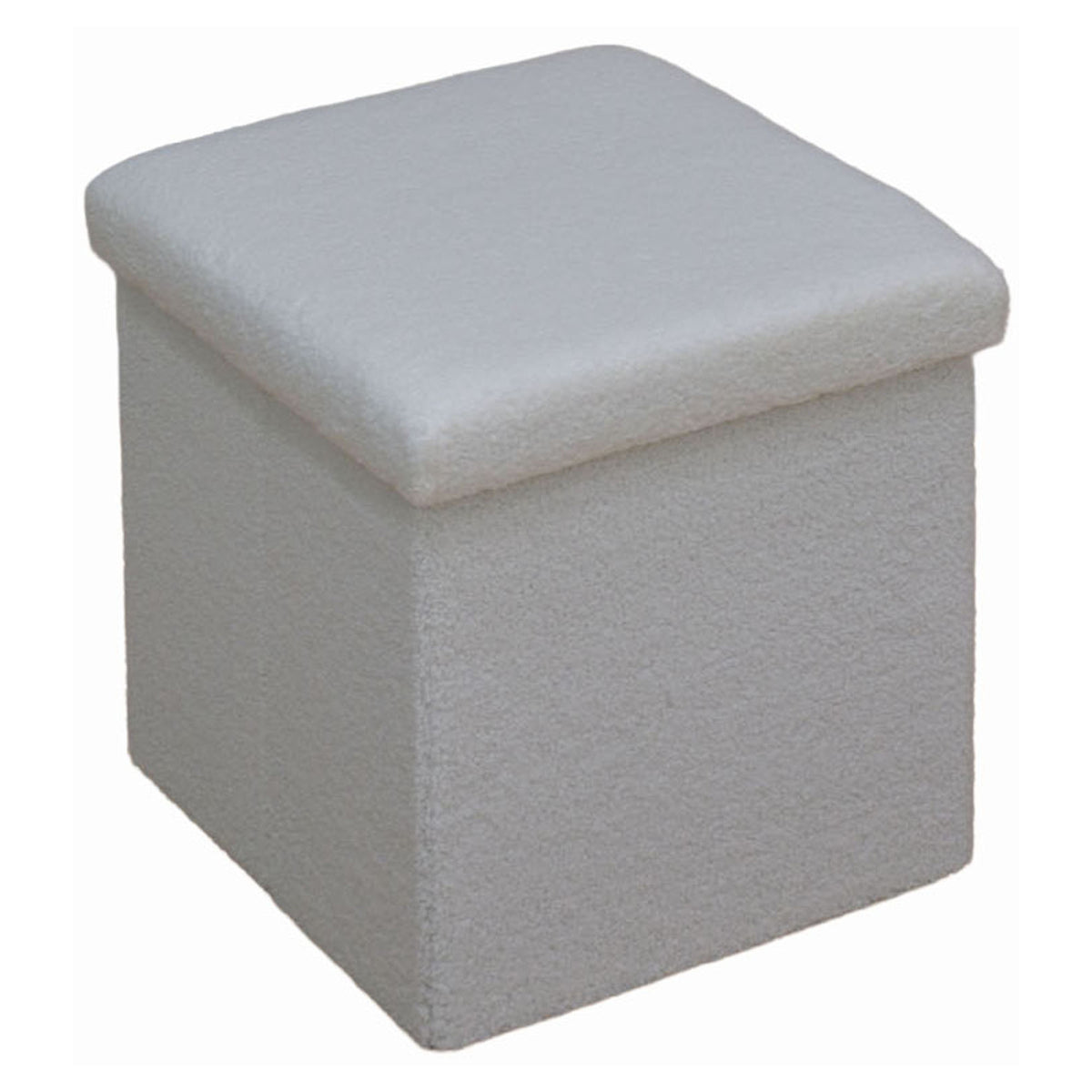 Pouf pliable avec rangement en tissu doux, 15" x 15" x 15" (blanc)