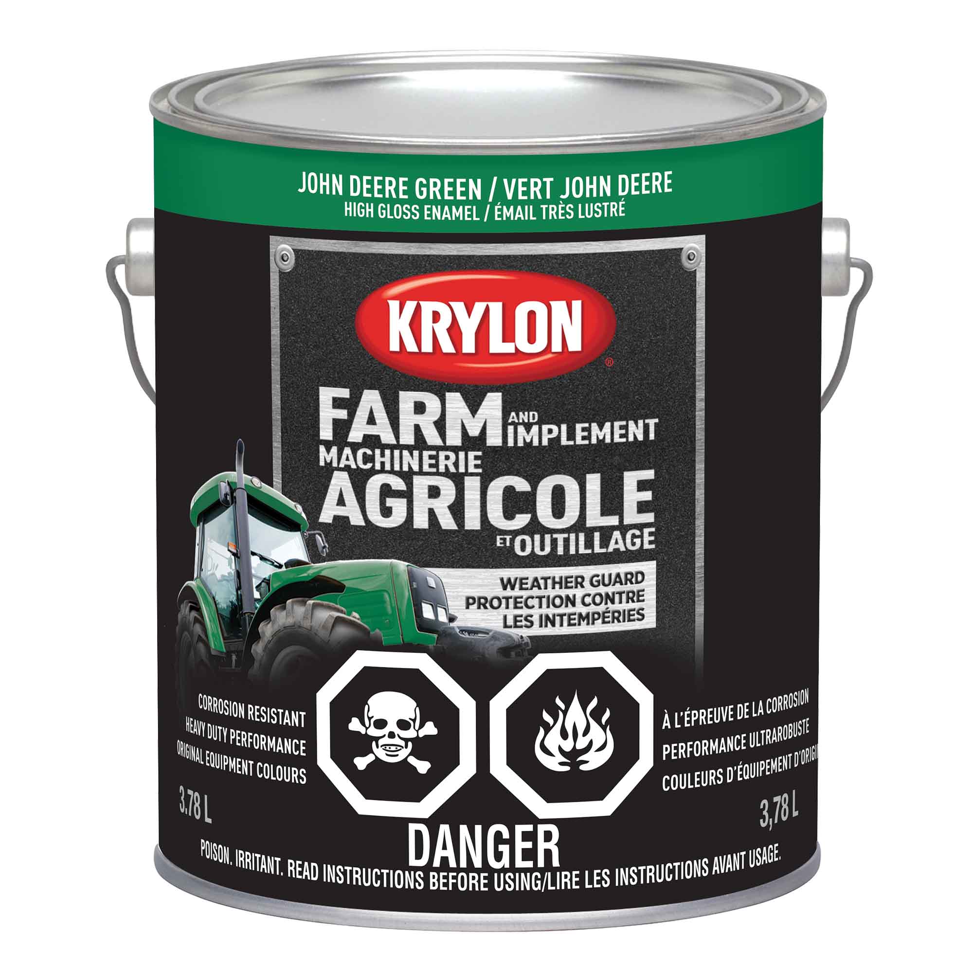 Peinture pour machinerie agricole et outillage émail très lustré vert John Deere, 3,78 L