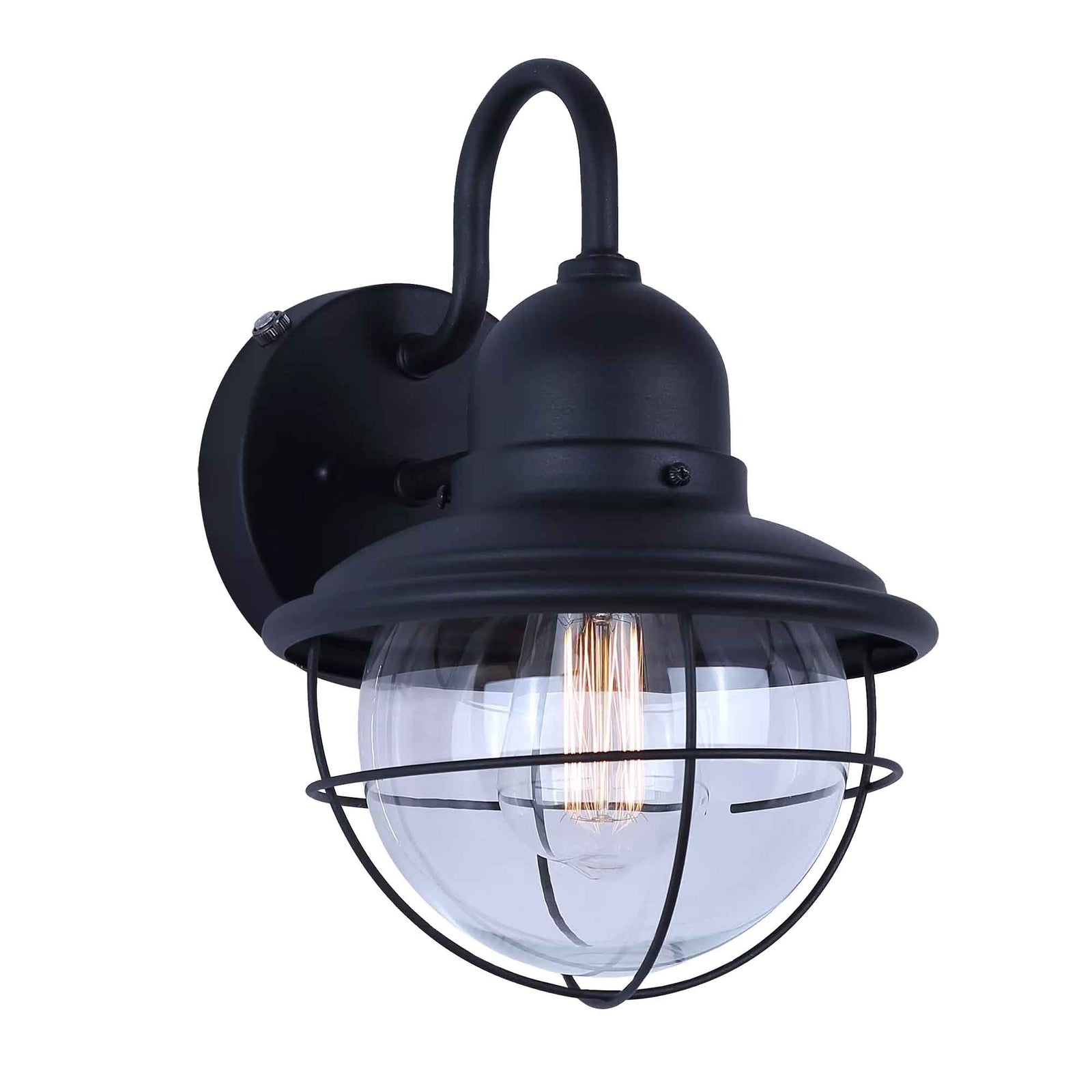 Luminaire mural d'extérieur Alaric à 1 lumière avec éclairage du crépuscule à l’aube, noir