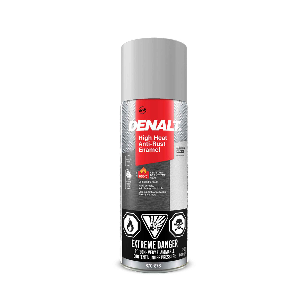 Émail antirouille en aérosol haute température à base d’huile, 340 g (aluminium métallique)